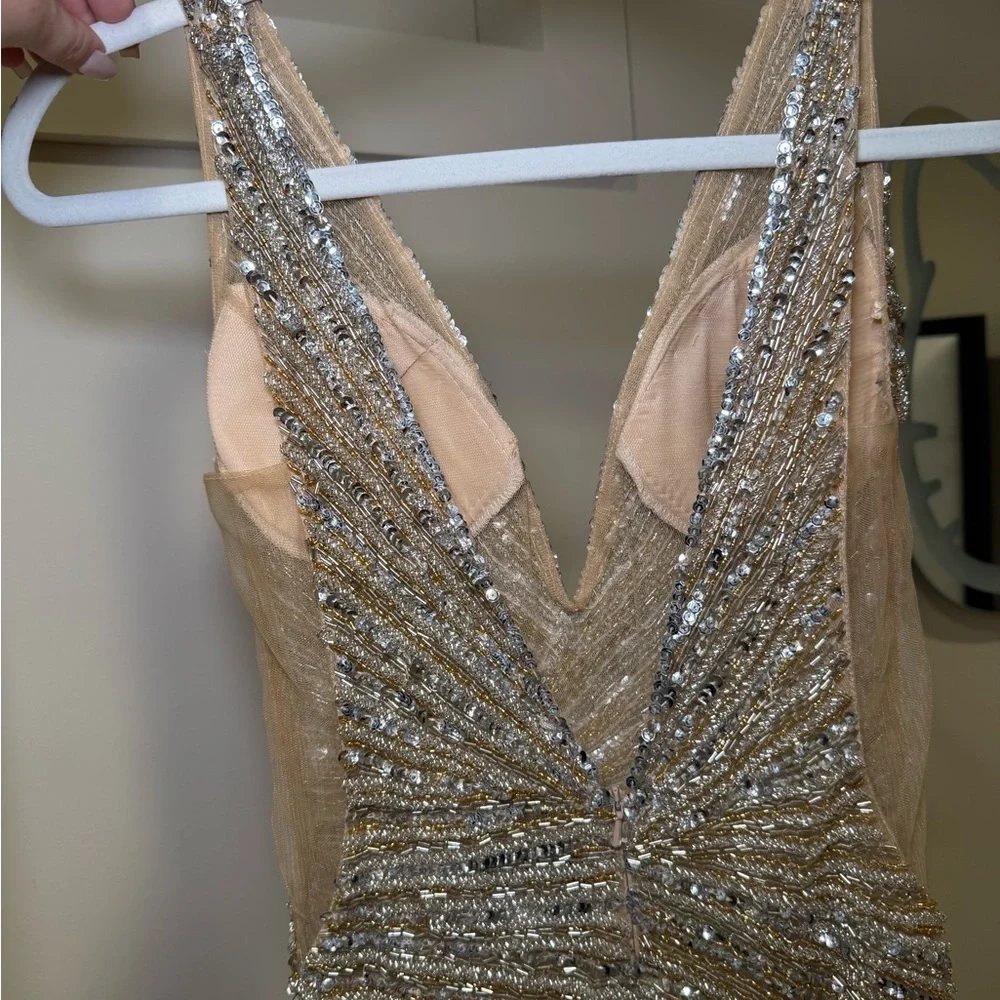 Jovani Gold Beaded Sequin Evening Gown - Picture 5 of 16